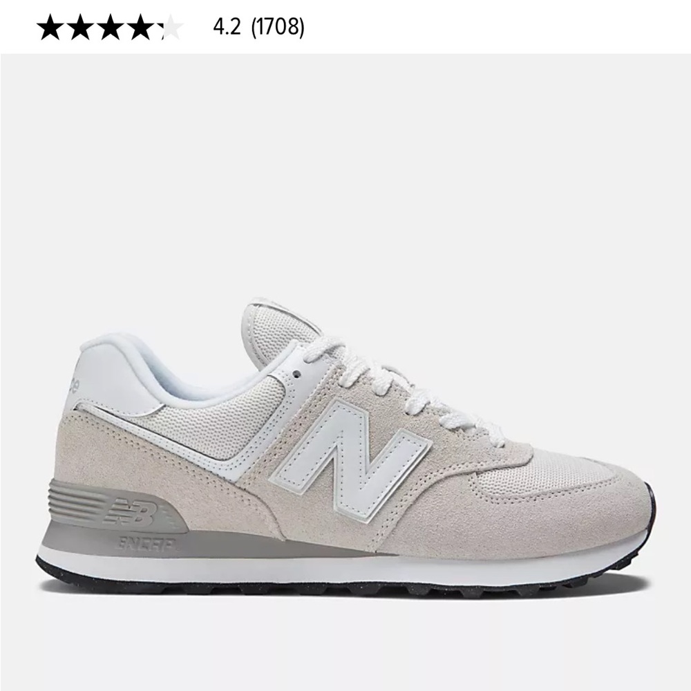 Men’s New Balance 574 Core Light Gray and White Sneakers